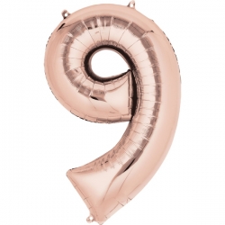 Balon foliowy Różowo złoty cyfra 9 (86 cm)
